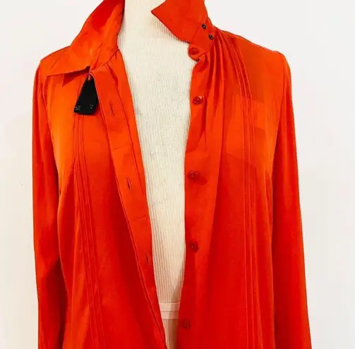 Sachin + Babi 100% silk red tuxedo style blouse