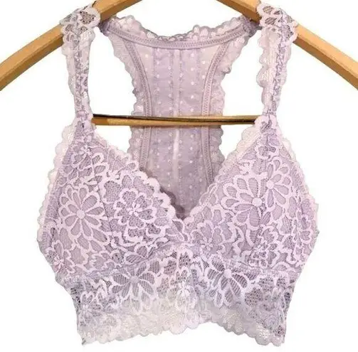 Aerie  Lavender Highlands Lace Longline Racerback Bralette XS Removable Pads