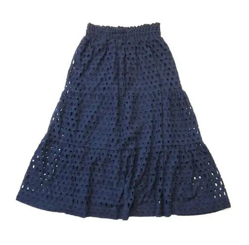 Anthropologie NWT by  The Somerset Maxi Skirt: Eyelet Edition in Navy M