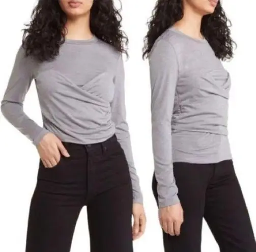 VERO MODA New Nelly Ruched Knit Top, Heather Gray, Sz. XS but runs small