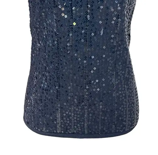 Lafayette 148 New York Sequined Embellished Cowl Neck Sleeveless Top Size L Wool