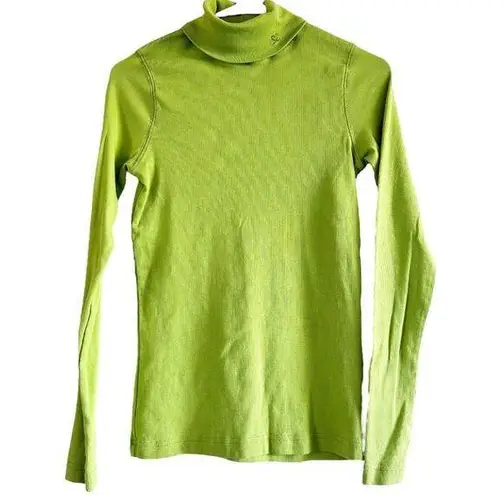 Daily Sports Turtle Neck Pullover Sweater Ribbed Knitted Neon Green Medium