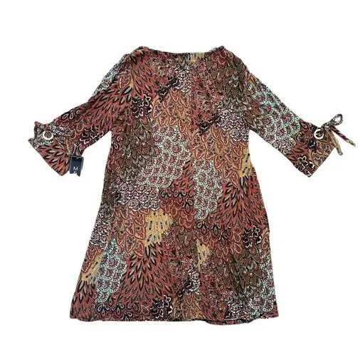 NEW MSK Abstract Print A Line Dress Size PXL Brown