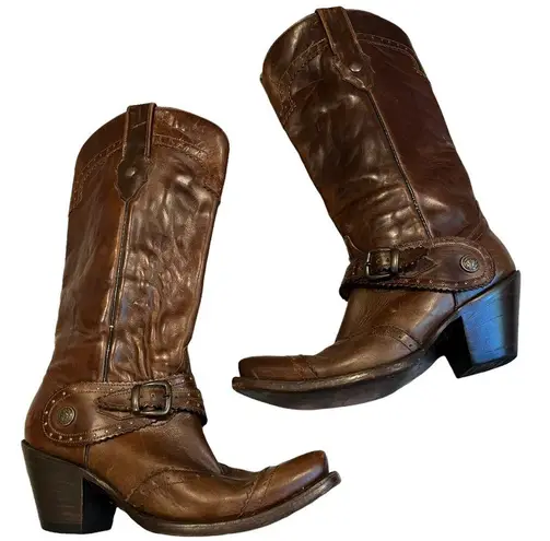 Corral  Saltillo Mesquite Harness Brown Leather Snip Toe Western Boots