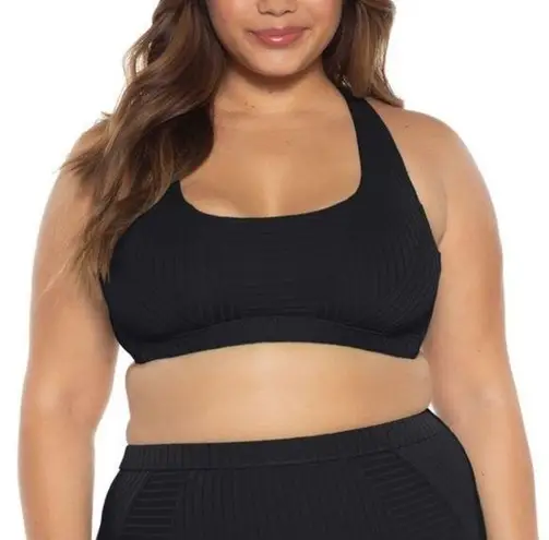 Becca Ribbed Wide Strap Bralette Bikini Top 0X