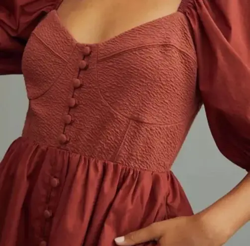 Maeve ANTHROPOLOGIE NEW Puff-Sleeved Sweetheart Mini dress