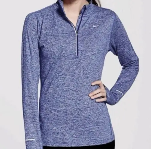 Nike  Women's Dri Fit Heather Blue Long Sleeve Quarter Zip Pullover Medium