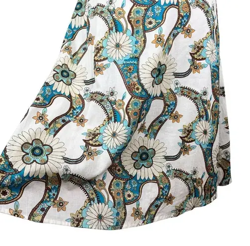 Chaudry Dress Medium Lightweight Summer Midi Sleeveless Dress Teal Floral New