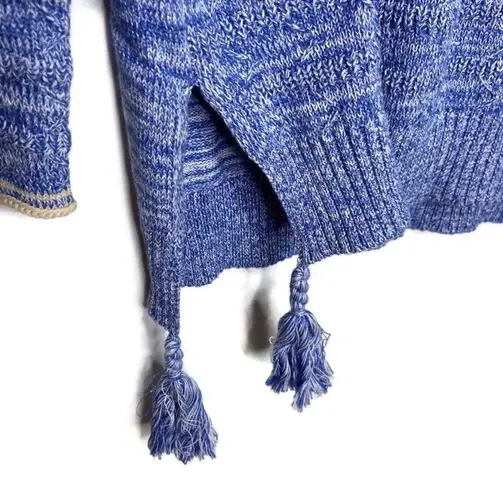 NWT Islefield Jenna Island Stitch Blue Marled Knit Tassel Sweater Size M