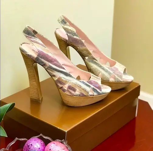 Audrey Brooke Platform Heels Leather Size 8