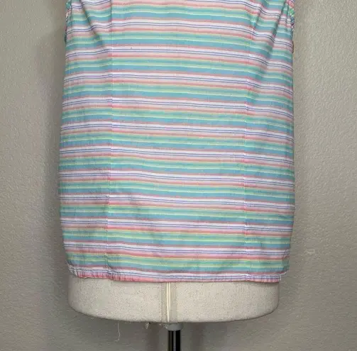 Fresh Produce 100% Cotton Multicolor Striped Sleeveles Button down Shirt