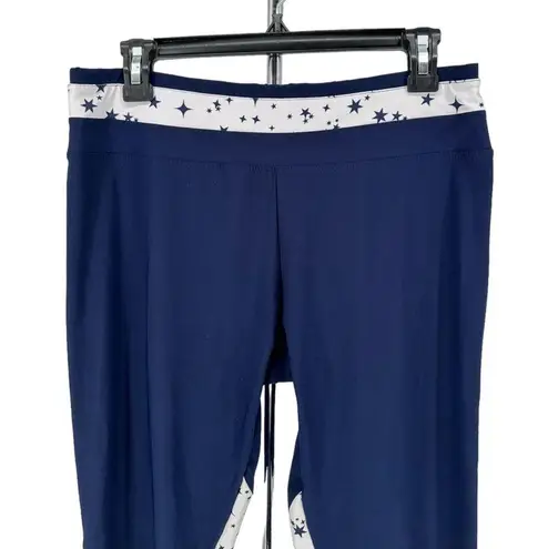 Marika Navy Blocked Tempo Leggings Workout size XL Star Print