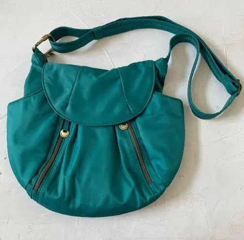 Travelon Anti-theft Purse Hobo Zip Teal Crossbody Shoulder Travel Bag