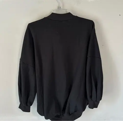 Nap Loungewear Drawstring Hem Oversized Cotton Sweatshirt NEW Black Small