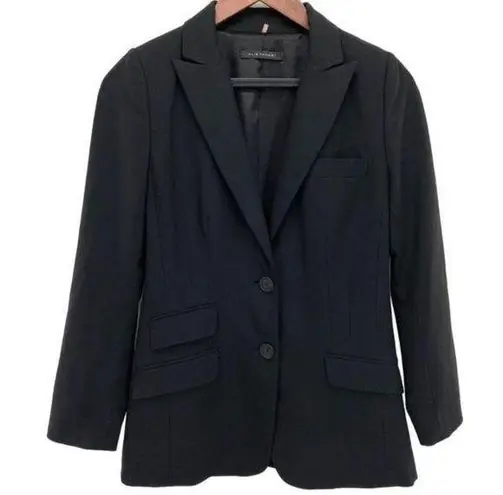 Elie Tahari Womens Black Wool Blend Blazer Relaxed Single Breasted Jacket