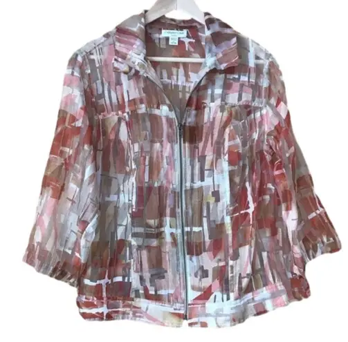 Coldwater Creek Classic Semi-Sheer Stained Glass Print Blazer Size 1X