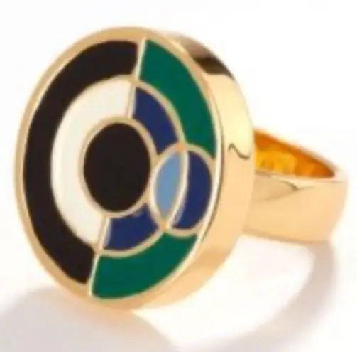 Trina Turk 💕💕 Modern Geometrics Eclipse Enamel Ring ~ Multi-Color 7 NWT