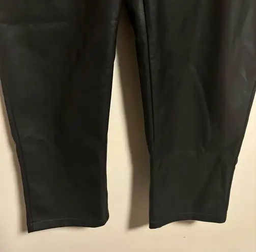 7 For All Mankind  Faux Leather Wide Cropped Leg Pants Black- Size Medium