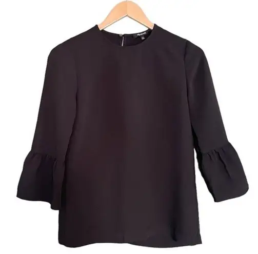 Madewell  Blouse Bell Sleeve Black Dressy Work Top Office Shirt Women’s Size XXS