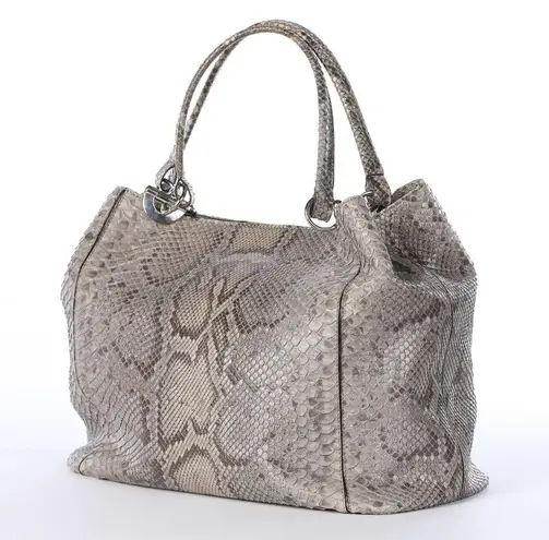 Cape Cobra Grey Snakeskin Large Shoulder Bag Gray