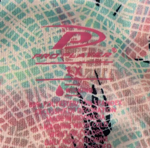 Pro Player pink blue and white athletic Capri leggings