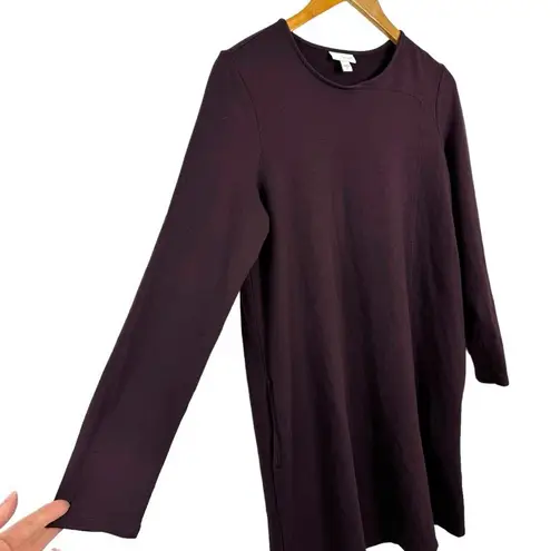 Pure Jill Burgandy Pima Cotton Modal Spandex Shift Dress Pockets Size Small