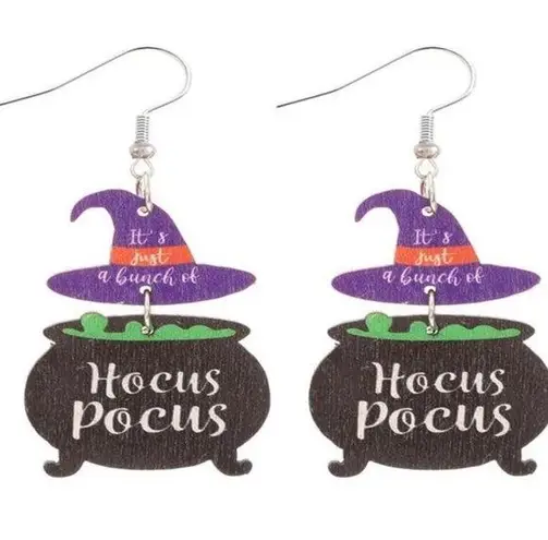 Disney 🌸 4 for $20 Halloween Witch Earrings Cute Magic Wooden Hocus Pocus Dangle