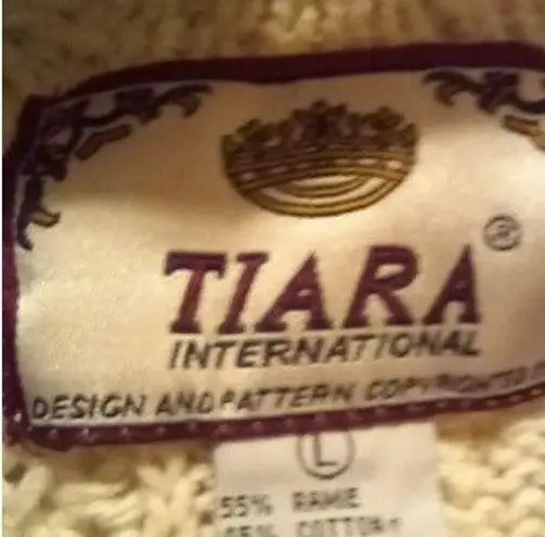 VTG Tiara Chunky Knit Sweater-Large-Geometric-3D Embellishments-Shoulder Pads