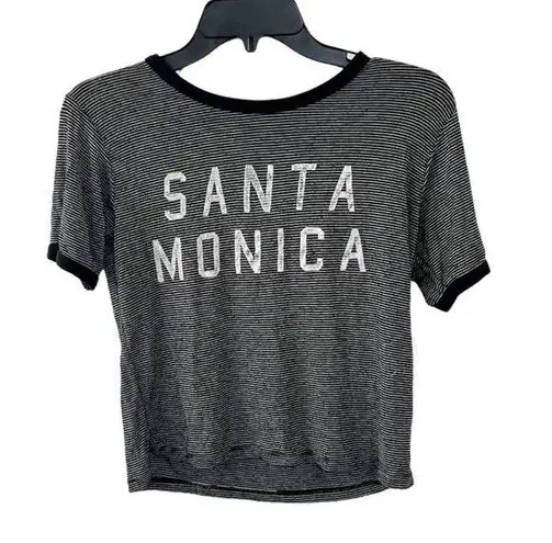 Brandy Melville John Galt black and white striped short sleeve Santa Monica shirt