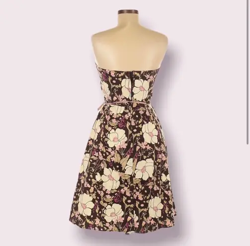 Y2K brown and pink strapless floral sundress Multiple Size 10