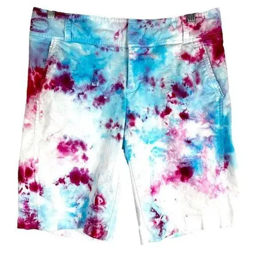 Daisy Fuentes Size 8 Shorts Singing Loud Tie Dye Handmade Blue Pink 11 Inch 1161