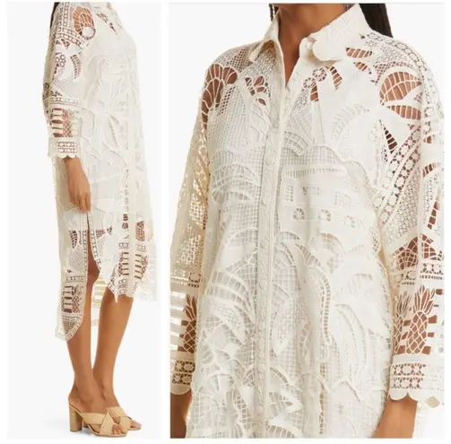 Farm Rio Guipure Lace Shirtdress