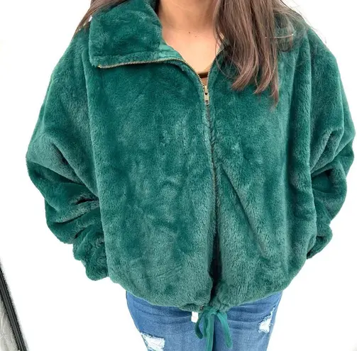 Victoria's Secret Victoria Secret Know One Cares Faux Fur Green  Jacket Size Medium NWT