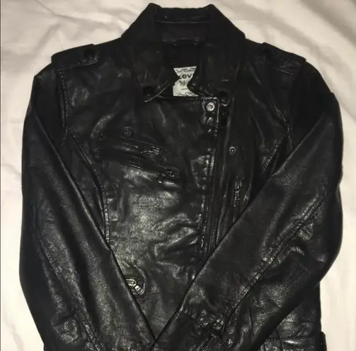 Levi's Leather Jacket Motorcycle Biker Style Sz XS