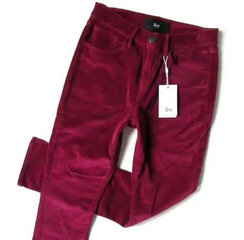 3x1 NWT  W3 Higher Ground in Merlot Stretch Velvet Mini Split Crop Pants 26