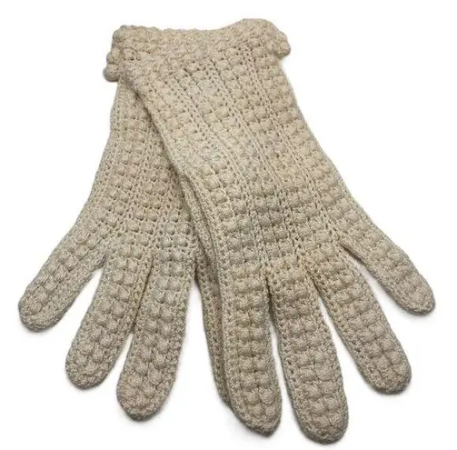 Vintage Crochet Gloves Ivory Cream Puff Stitch