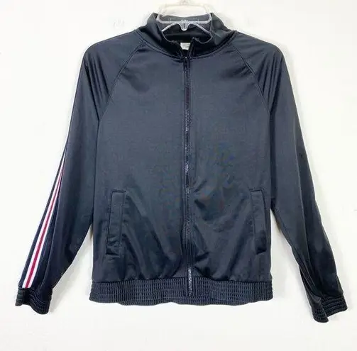 Athletic Works  Black & Red Striped Sleeve Zip Up Track Jacket Size M