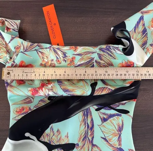 Clover Canyon Spilled Milk Off the Shoulder Bodycon Dress in Multi Size XS NWT