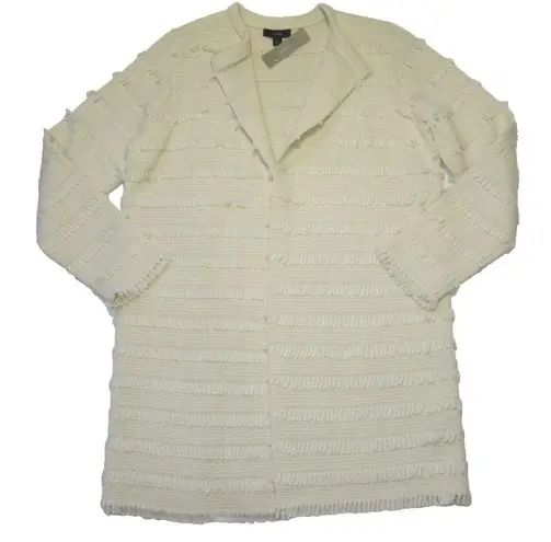 J.Crew NWT  Juliette in Muslin Collarless Sweater-blazer with Fringe Stripe S