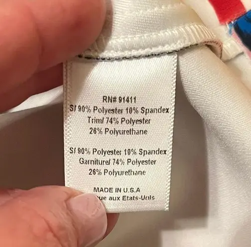 Clover Canyon NWT Art Deco Striped Sleeveless Cropped Scuba Tank Red Blue Size S