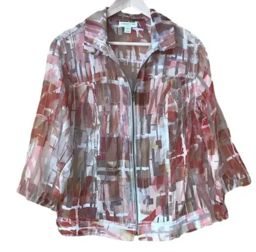 Coldwater Creek Classic Semi-Sheer Stained Glass Print Blazer Size 1X