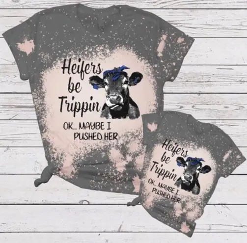 Women’s XS/Small Heifer/Cow Fall Graphic Shirt Black