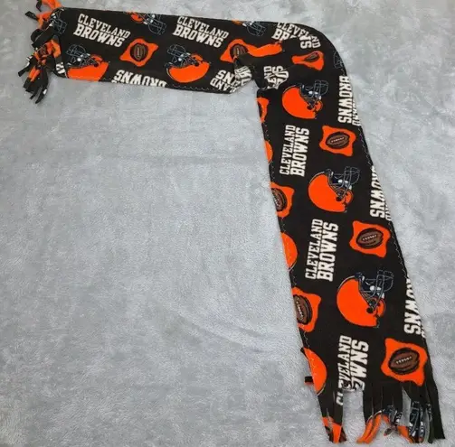 Cleveland Browns Polar Fleece Mitten Scarf Unisex Fringe Team Spellout Brown