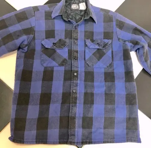 Vintage Polar King By Key Blue & Black Quilted Plaid Shacket Unisex Oversized M Size M