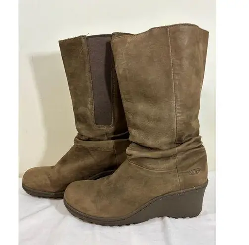 Keen Women's Brown Leather Wedge Boots Size 9.5
