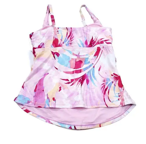 Lysa Charlotte Tankini Swim Top Women's Plus Size 0X 14W 16W Pink Wireless Lined