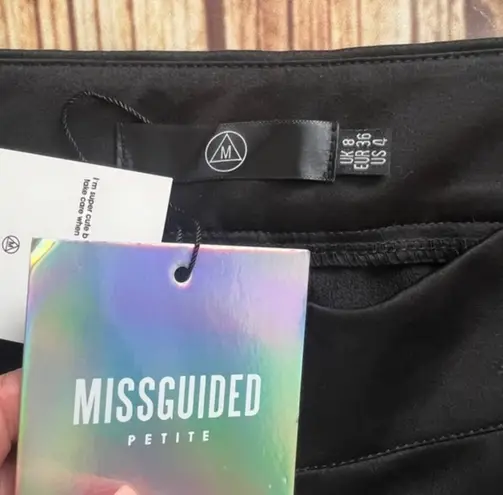 Missguided Womens Cropped Trousers Black Press On Buttons on Sides Size 4