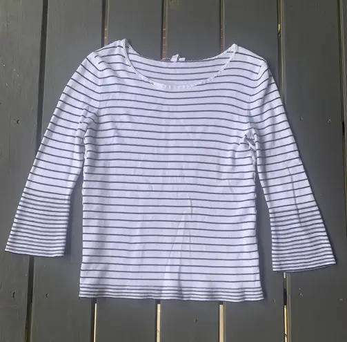 Cable & Gauge Striped Bell Sleeved Sweater
