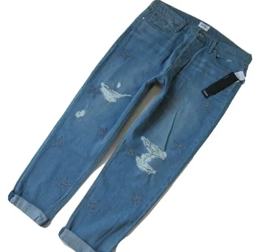 Hudson Jeans NWT HUDSON Riley in Amplify Studded Star Destroyed Boyfriend Jeans 24 $295