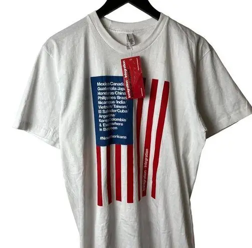 Urban Outfitters NEW American Apparel Immigration T Shirt White Large L USA Countries Graphic Tee